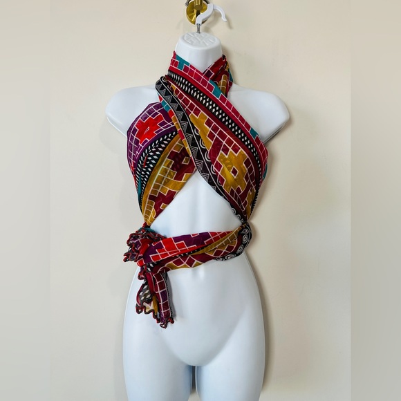 Large Abstract Geometric Rectangle Versatile Wear Scarf - Picture 12 of 14